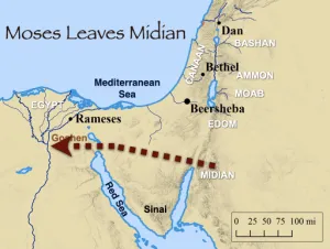 Click to enlarge image. Exodus 4 - Moses Leaves Midian
