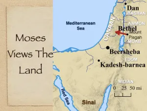 Click to enlarge image. Deuteronomy 3 - Moses Views The Land