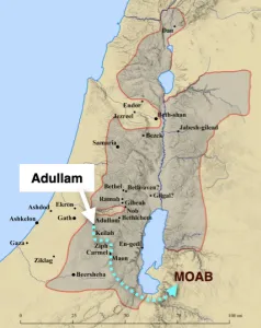 Click to enlarge image. 1 Samuel 22 - David Goes From Adullam To Moab