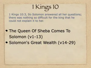 1 Kings 10 Outline
