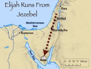 Click to enlarge image. 1 Kings 19 - Elijah Runs From Jezebel