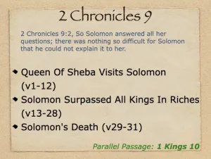 Click to enlarge image. 2 Chronicles 9 Outline