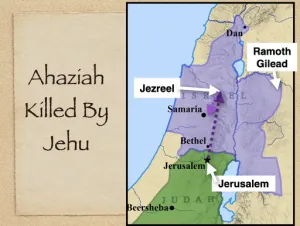 Click to enlarge image. 2 Chronicles 22 - Ahaziah Killed By Jehu
