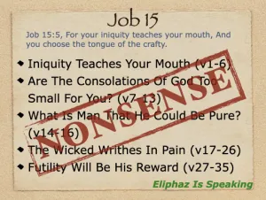 Click to enlarge image. Job 15 - Job 42:7 Eliphaz Spoke Nonsense